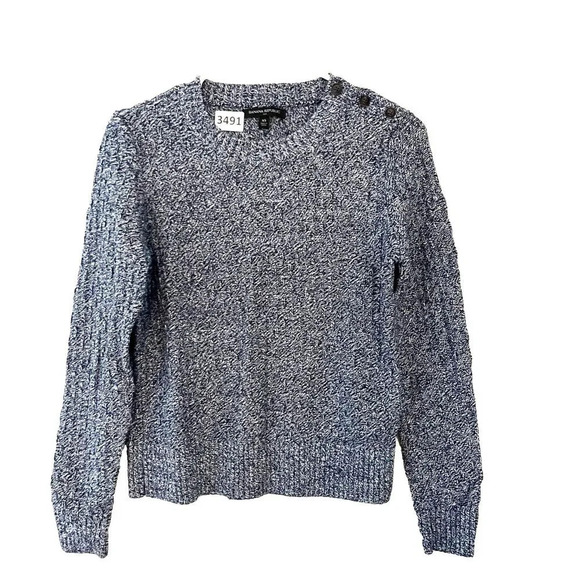 Banana Republic Sweaters - Banana Republic Womens Navy White Pullover Sweater XS Cable Knit Long Sleeve